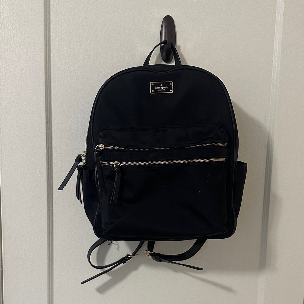 Kate Spade Black Backpack with Gold Zippers
